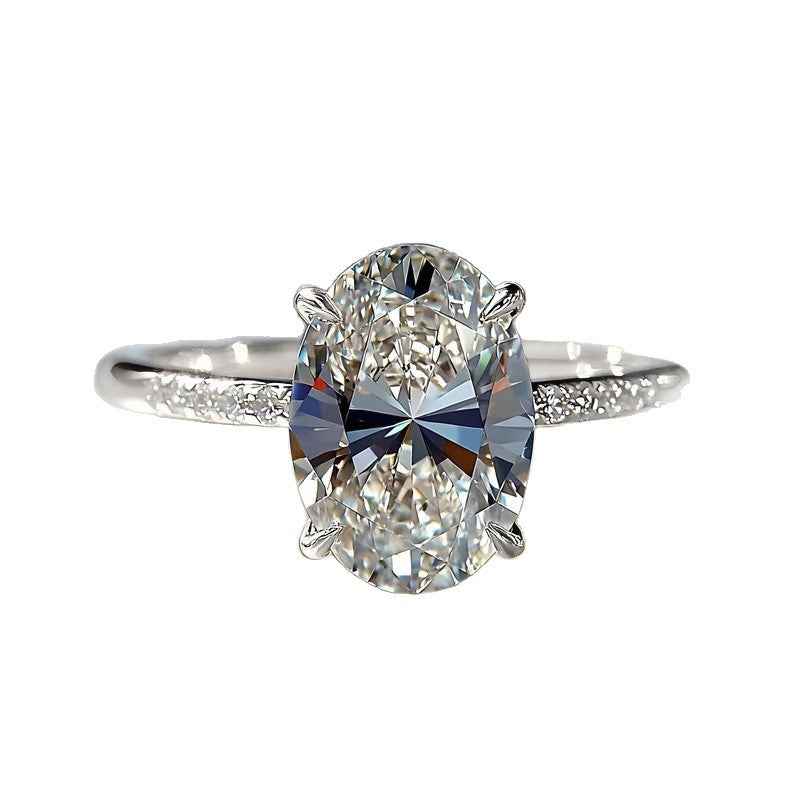 Huaya Classic Long Oval Four-Claw Inlaid Ring For Women