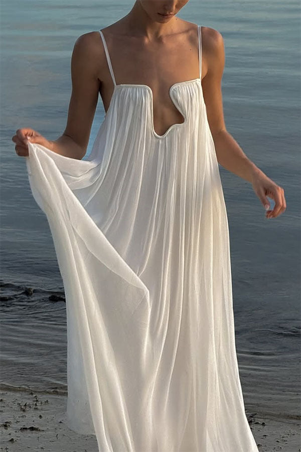 Chiffon Backless Strap Maxi Dress — Resort & Beach