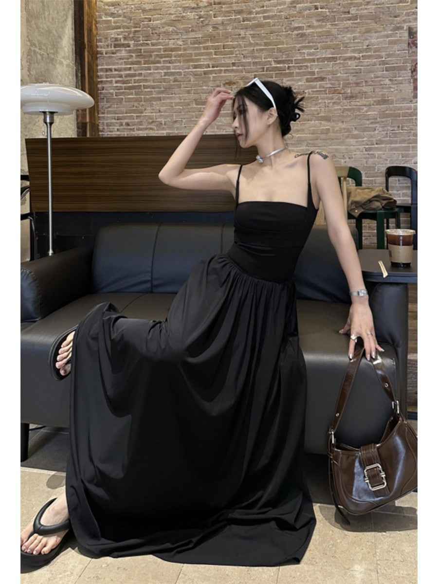 Artistic Retro Sleeveless High-Waist A-Line Slip Dress