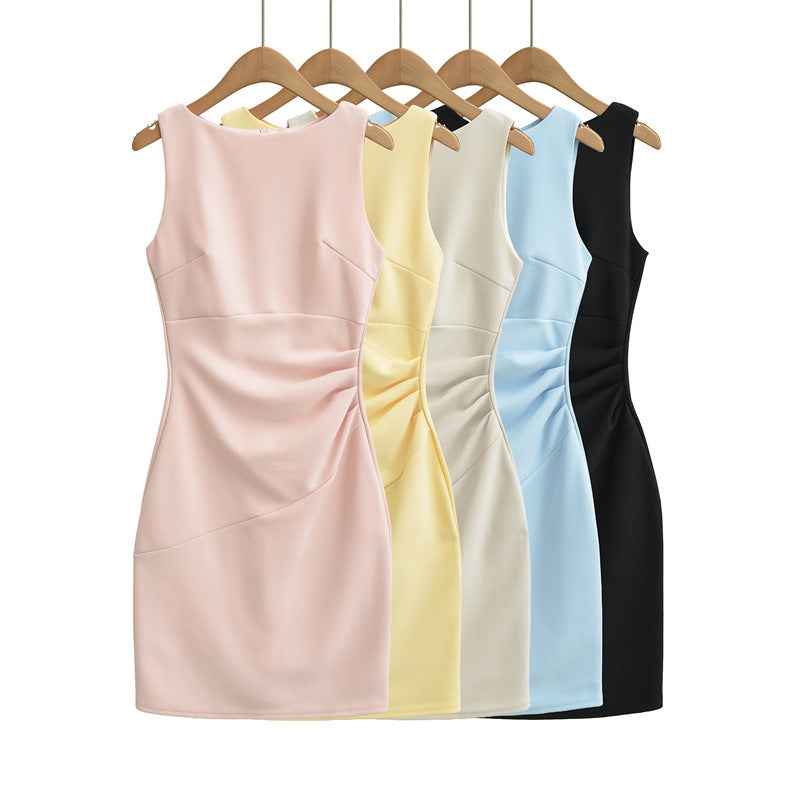 Women's Pleated Sleeveless Midi Bodycon Dress — 5 Colours