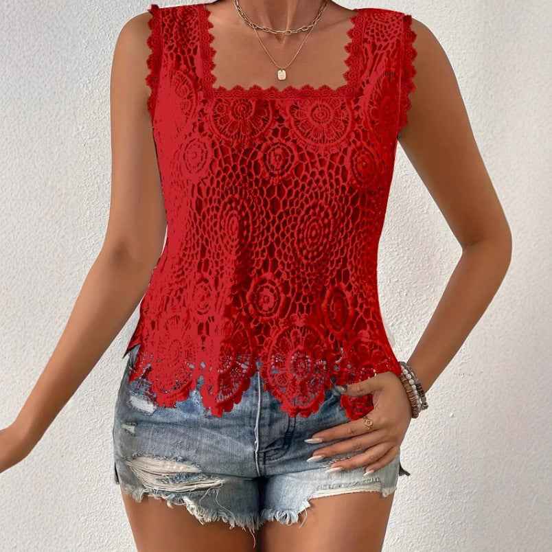 Strapless Lace Hollow-Out Top — Sleeveless, Elegant & Unique