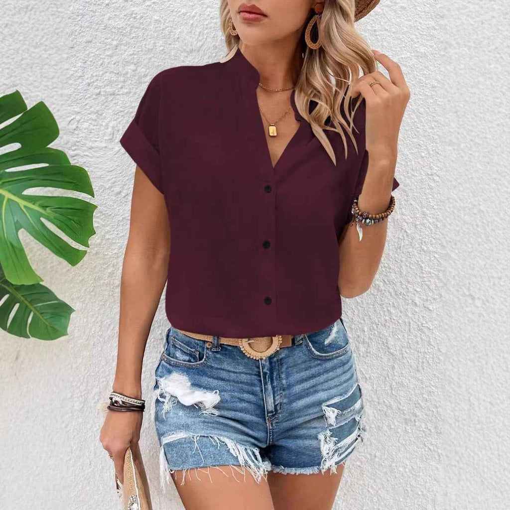 Women's V-Neck Batwing Sleeve Top – Elegant Casual Blouse