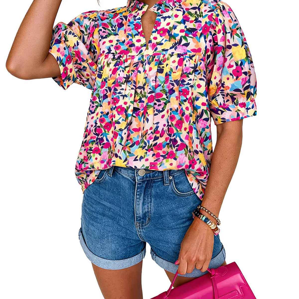 Casual All-Match Floral Print Chiffon Blouse
