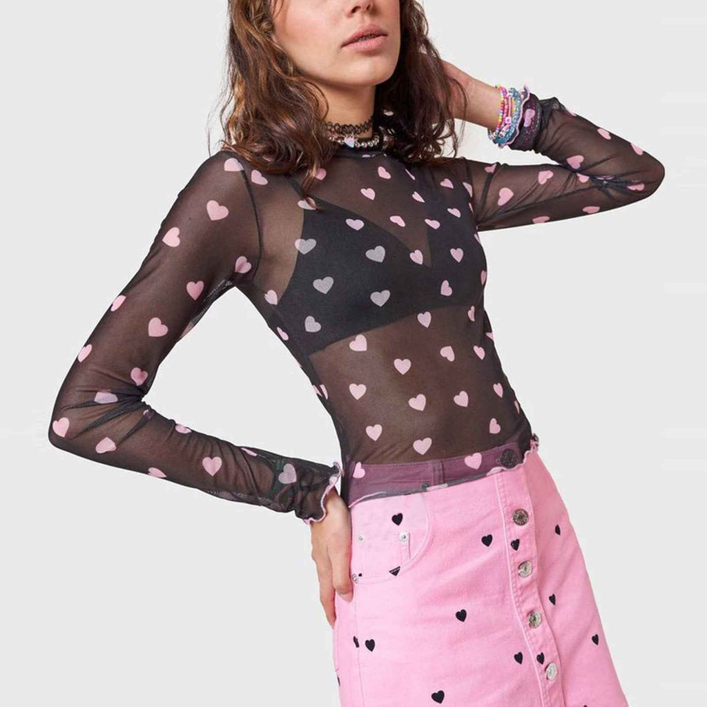Leopard Print Mesh Long-Sleeve Top – Slim Fit Street Style