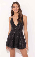 Sexy Strapless Sequined Bow Contrast-color Dress