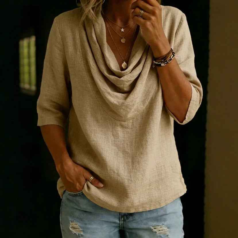 Women's Solid Crew-Neck Three-Quarter Sleeve Shirt — 3 Colours