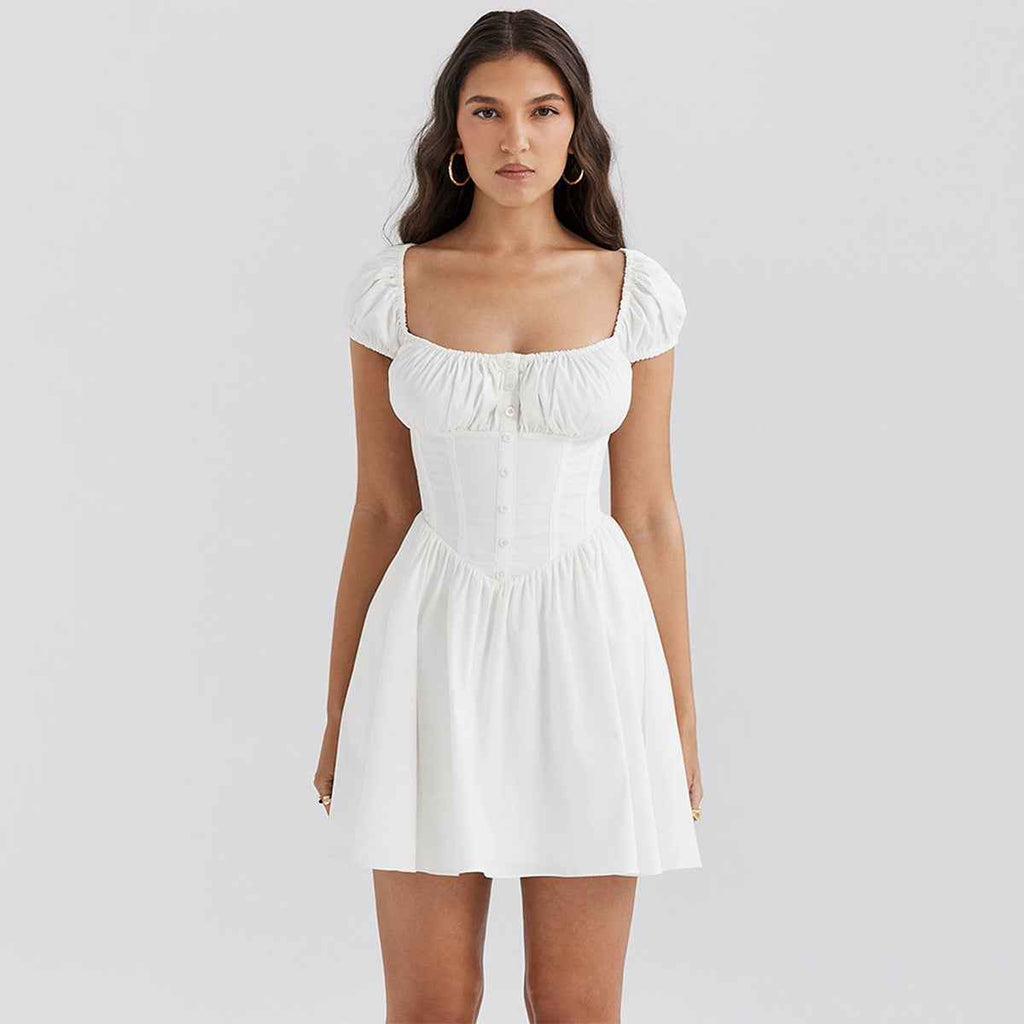 Puff Sleeve Square Neck Mini Dress