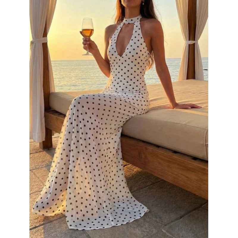 Halter-neck Slim-fit Long Dress For Women