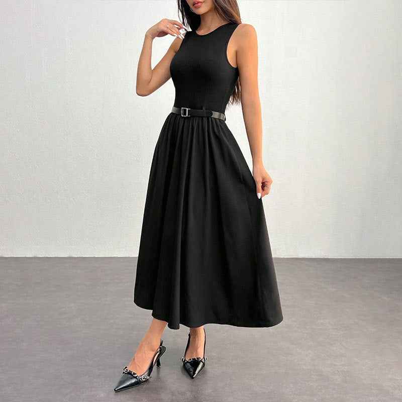 Sleeveless Midi Dress – Minimalist A-Line for Women