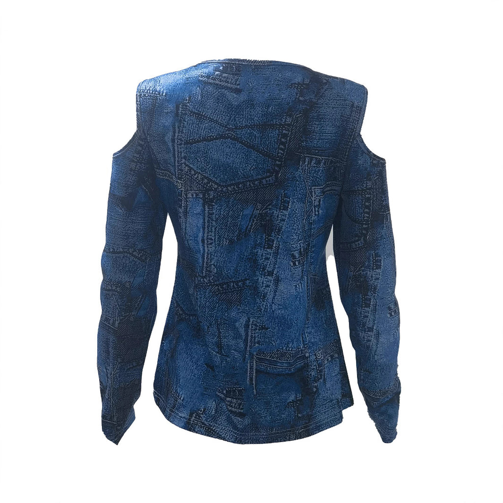 Front-Zip Printed Top — Slim Fit