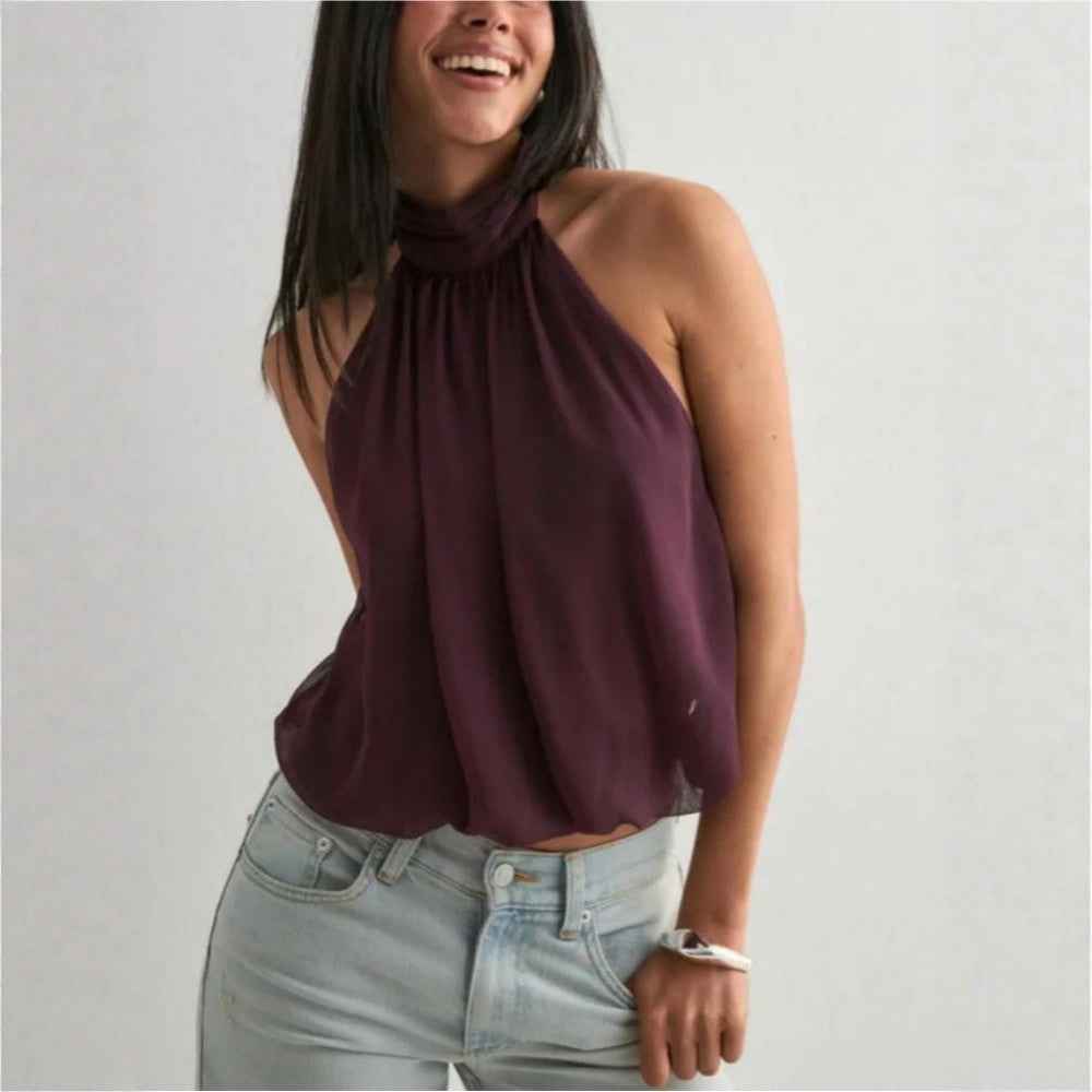 Women's Backless Halter Top — Sleeveless Slim Fit