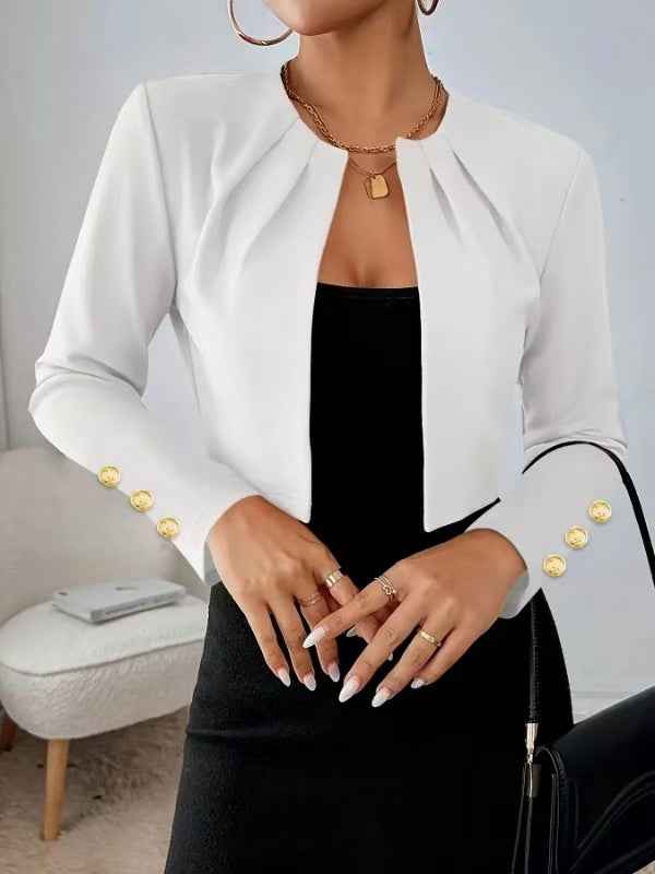 Bubble Sleeve Cropped Jacket — Pleated Cuffs, Slim Fit, 5 Colours