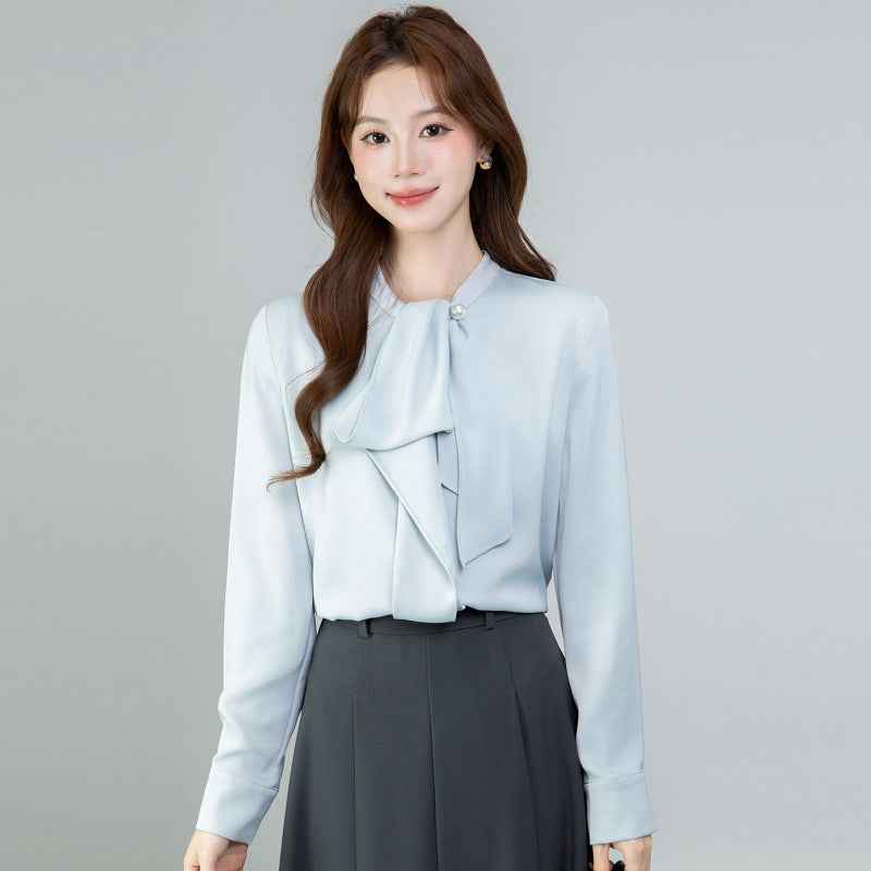 Versatile Bow-Tie Long-Sleeve Shirt
