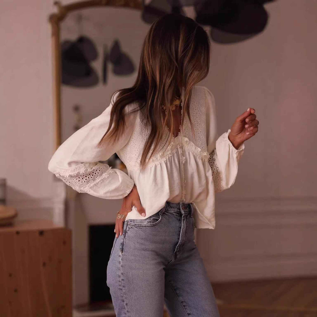 French-Style Embroidered Shirt — Elegant Commuter