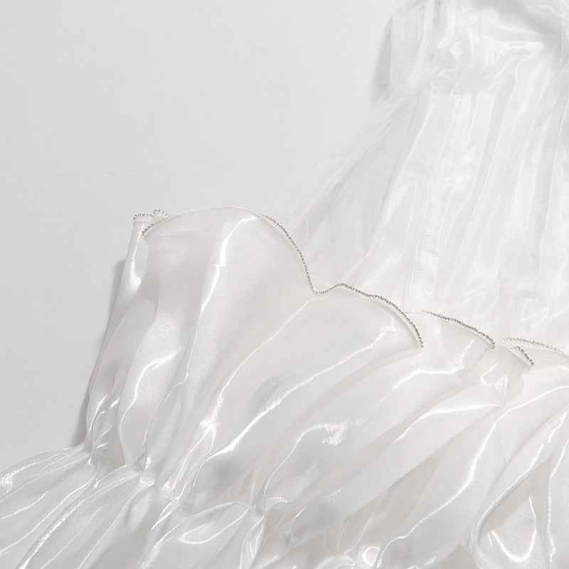 Pleated Ruffle Hem Midi Skirt – High Waist, A-Line