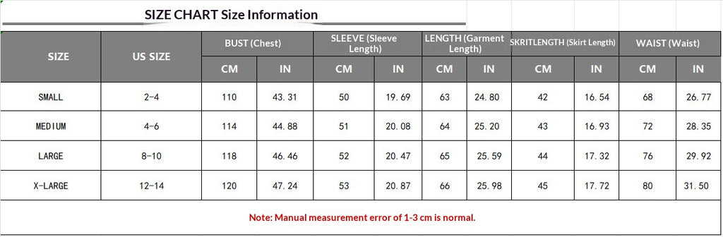 Women's Knit-Look Top and Short Skirt Set - S to XL top and skirt measurements in cm