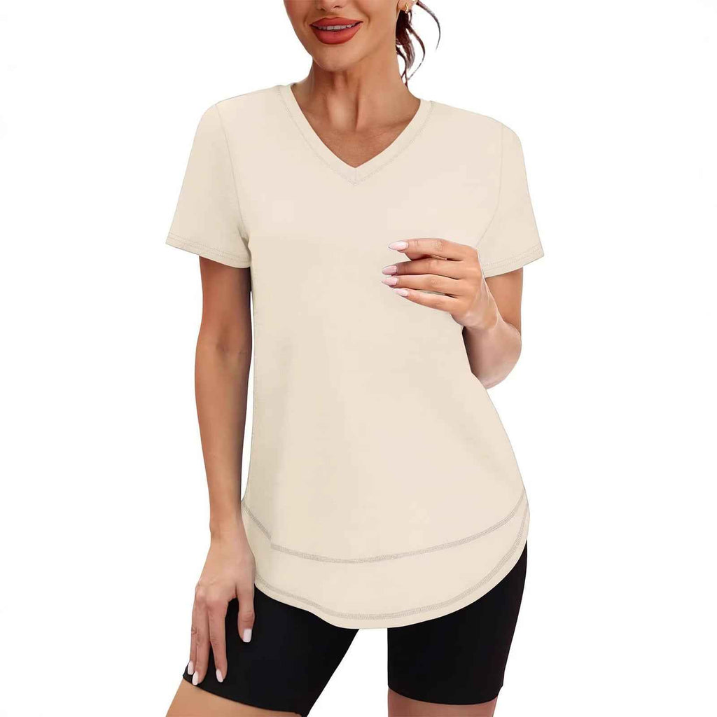 Women's Quick-Dry V-Neck Sports T-Shirt – Brushed Milk Silk Tee