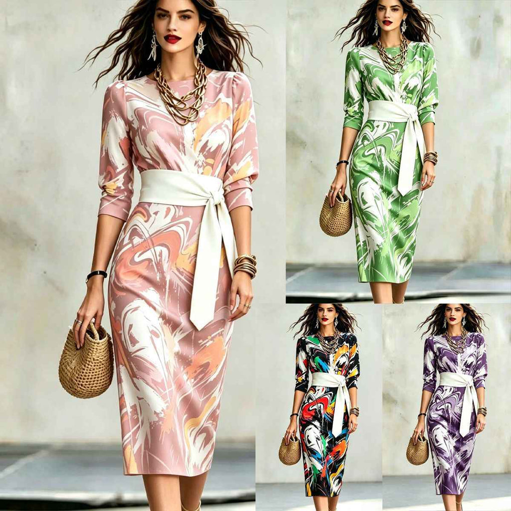 Fashionable Printed Womens Slim-Fit Dress