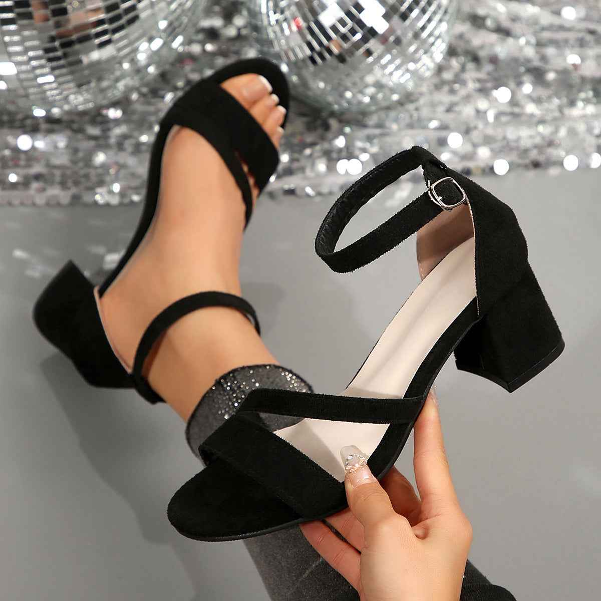 Versatile Fashionable Womens Shoes Suede Block-heel High Heels
