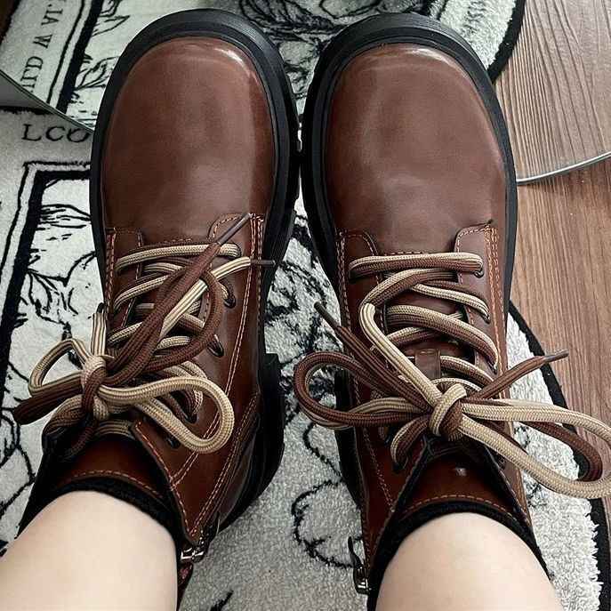 Round-Toe Block Heel Boots in PU Leather