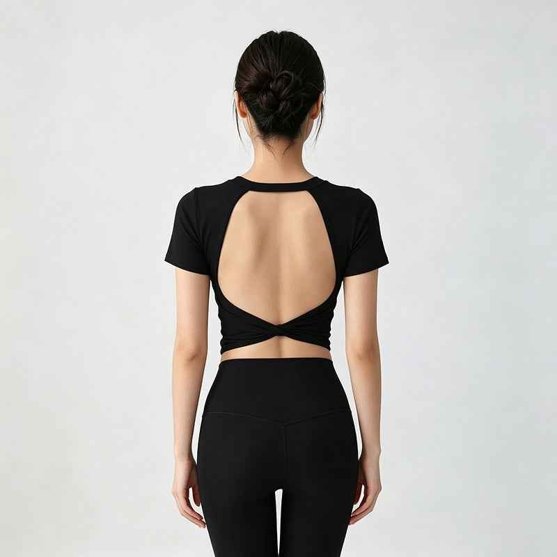 Womens Hollow-out Backless Sports Top With Built-in Chest Pads For A Beautiful Back