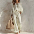 Loose-fitting Top With High-waisted Draping Wide-leg Pants