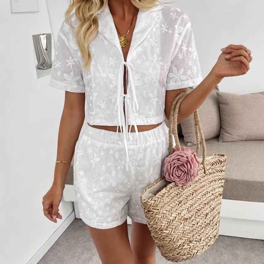 Women's Casual Short-Sleeve Top & Shorts Set