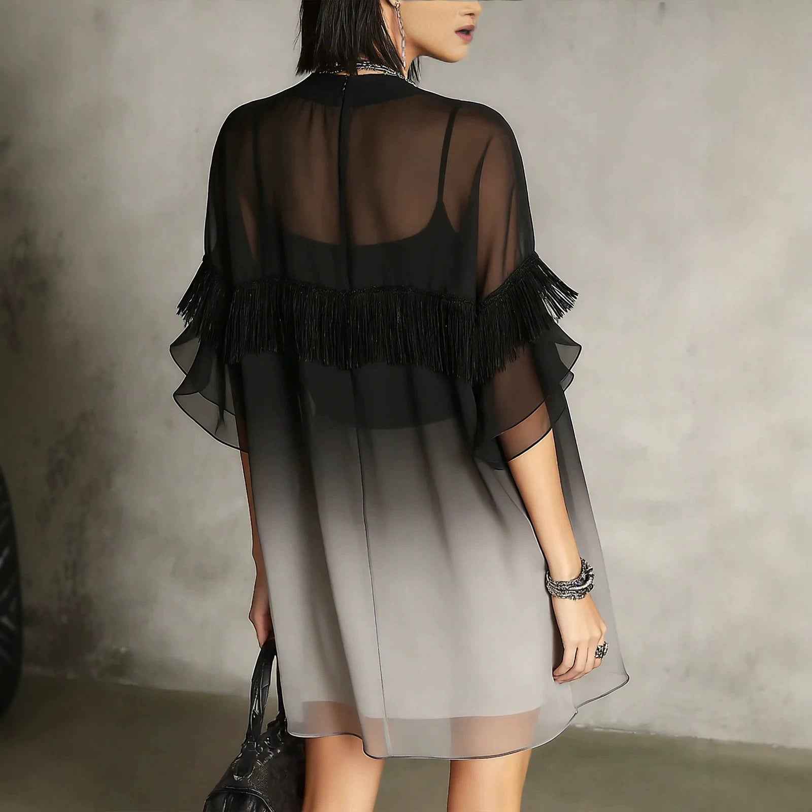 Ruffle-Edge Short-Sleeve Shirt Midi Dress — Relaxed Fit