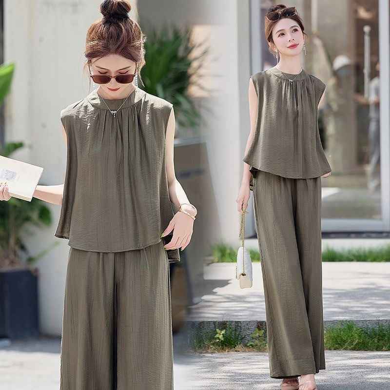Women's Sleeveless Top & Wide-Leg Pants Co-Ord Set — 3 Colours