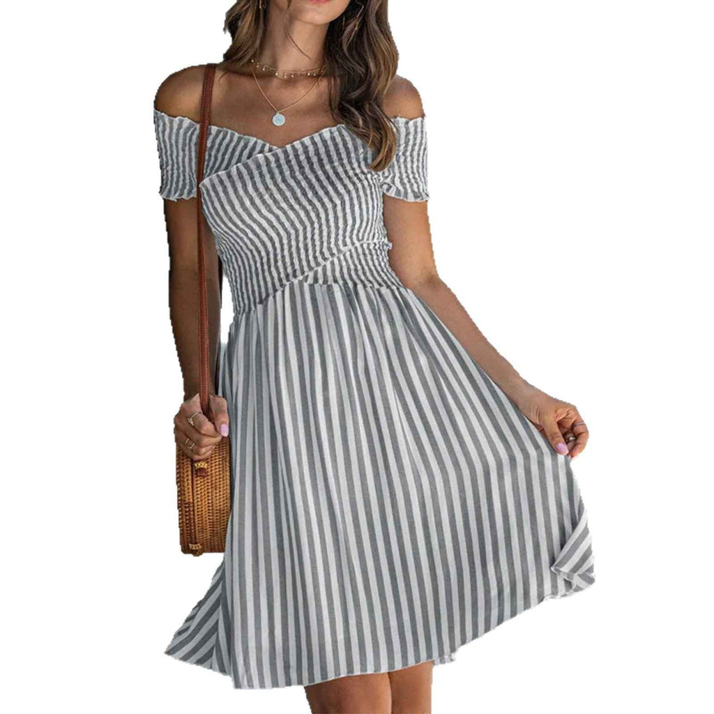 Suspender Strap Off-Shoulder Slim Midi Dress