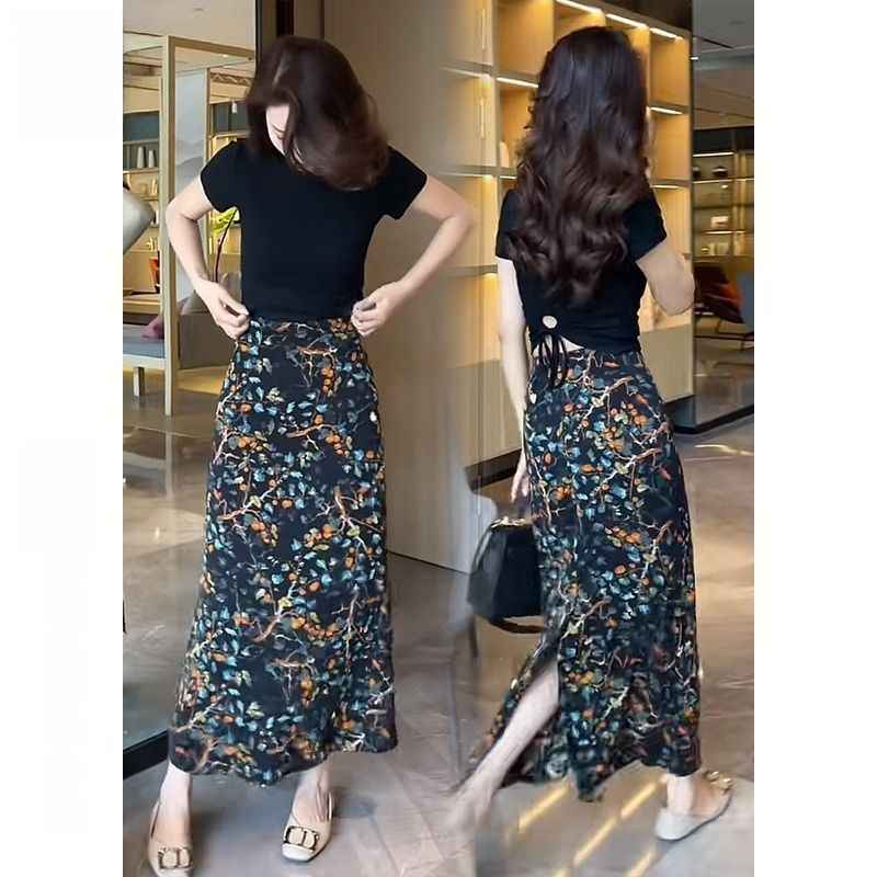 Women's High-Waisted Floral A-Line Maxi Skirt