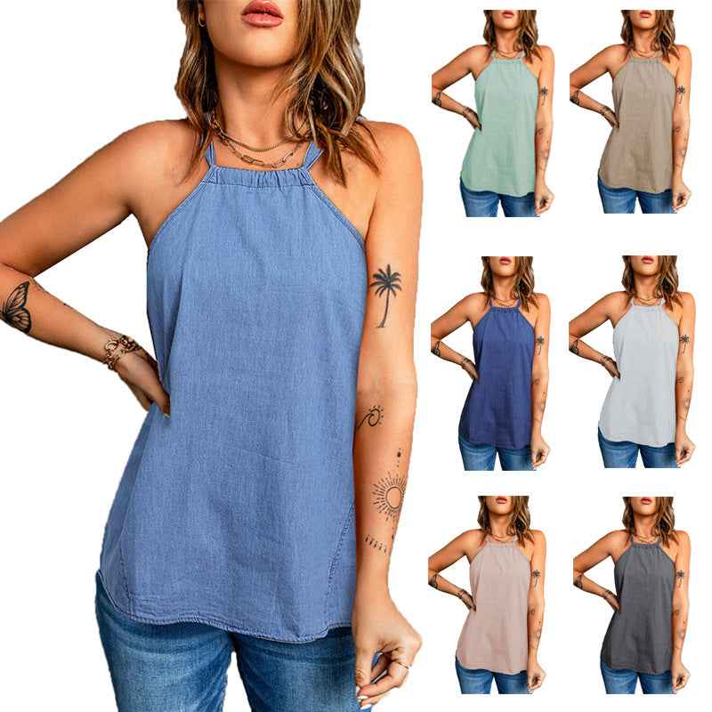 Womens Casual Strap Halter Vest