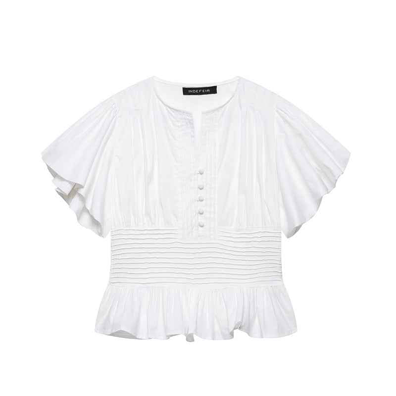 Ruffle-Trimmed Sleeveless Blouse