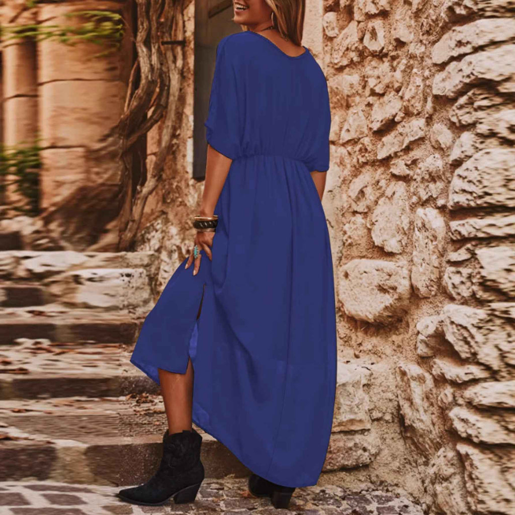 Elegant And Chic V-neck Short-sleeve Dress For Women