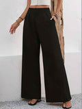High-Waist Wide-Leg Trousers — 6 Colours, Pockets
