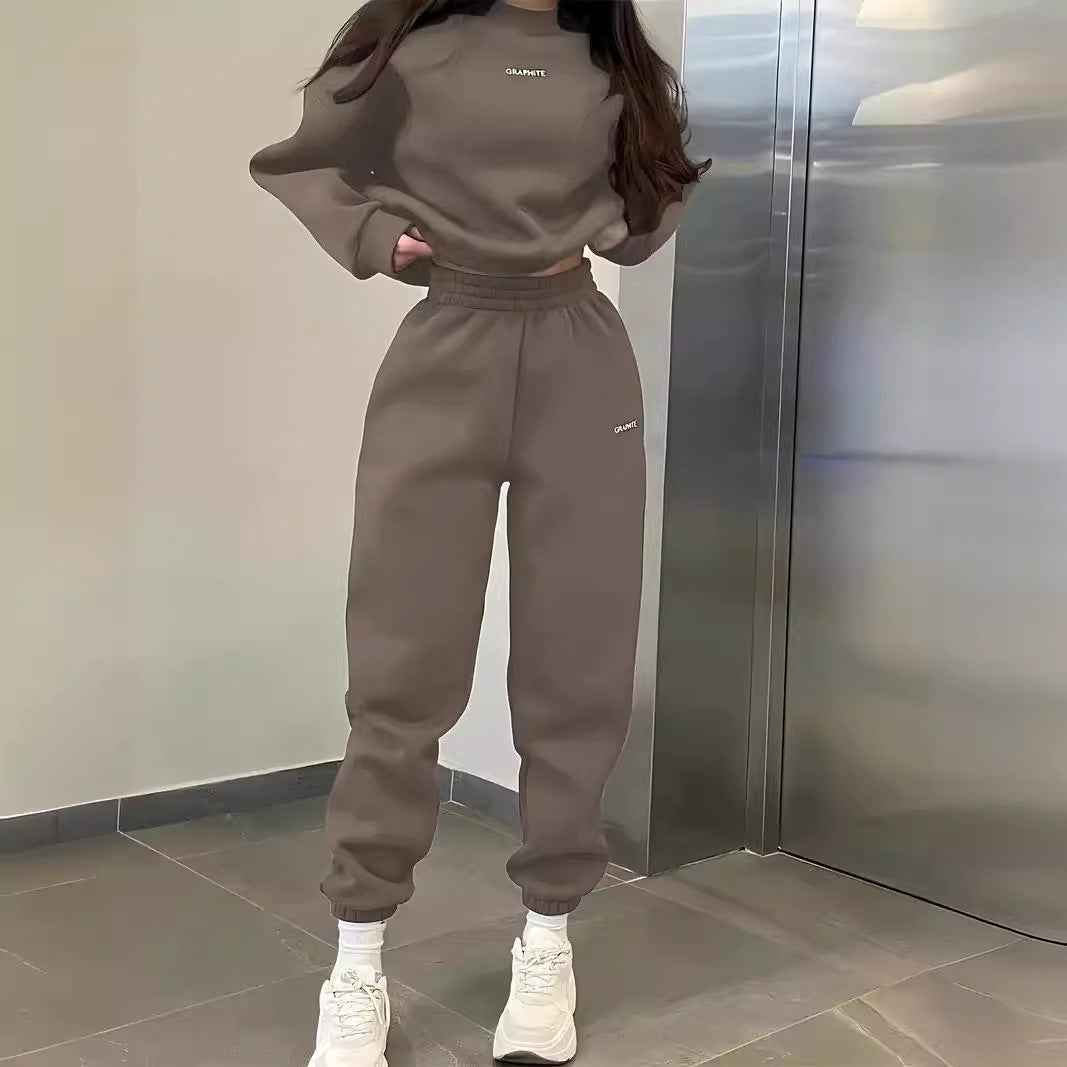 Embroidered Two-Piece Hoodie Set – Slim Fit Casual Sporty Co-ord