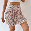 Women's Printed Ruched Bodycon Mini Skirt — Lotus Pink, S–XL