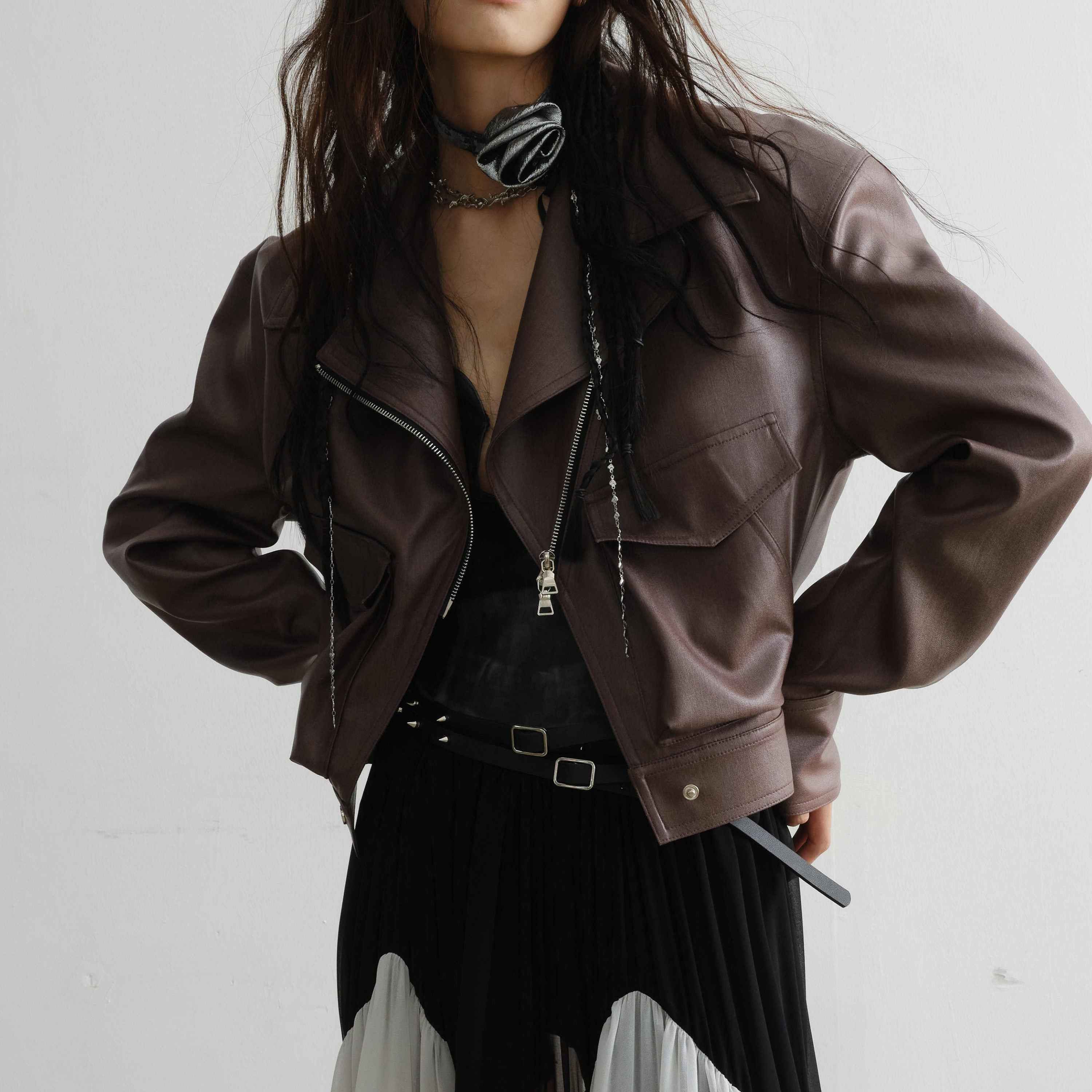 Women's Loose PU Leather Long-Sleeve Jacket
