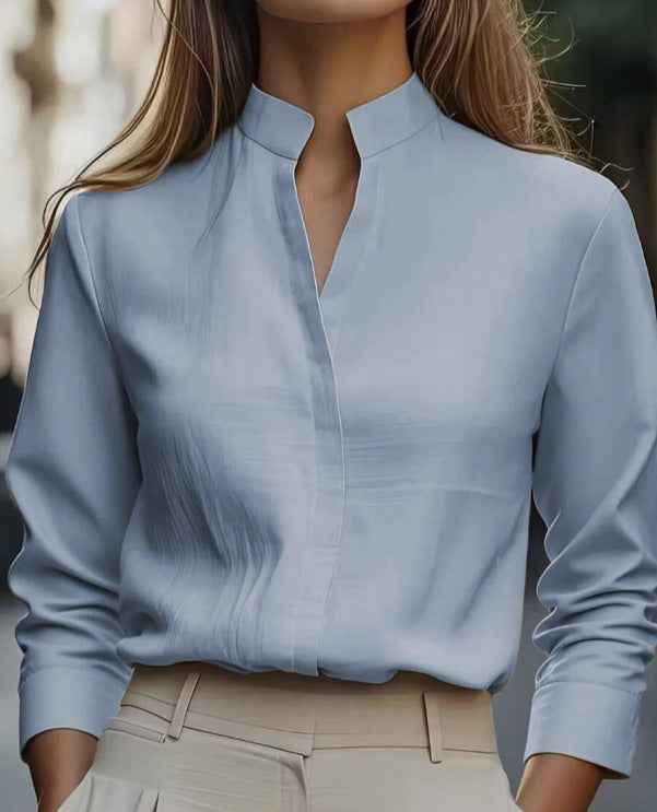 Womens Casual V-Neck Long-Sleeve Shirt