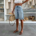 Mid-Rise Washed Denim Shorts – Relaxed Street Style