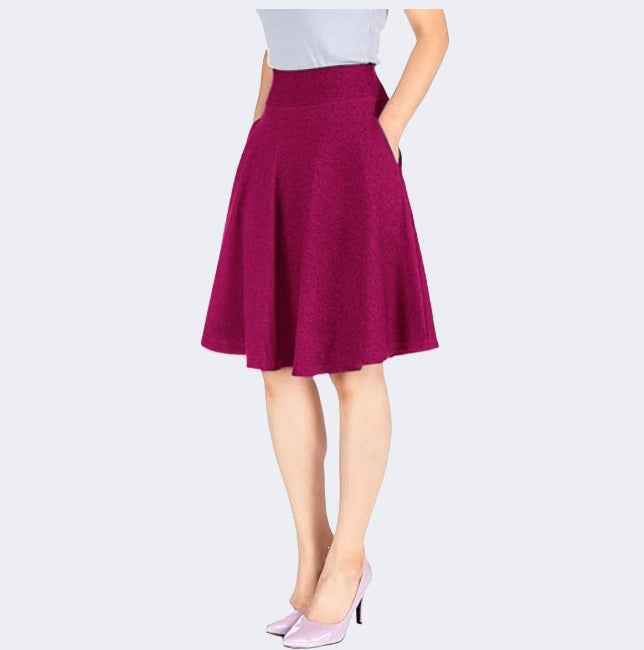 Knee-length A-line Skirt With Pockets Exuding An Elegant And Professional Vibe