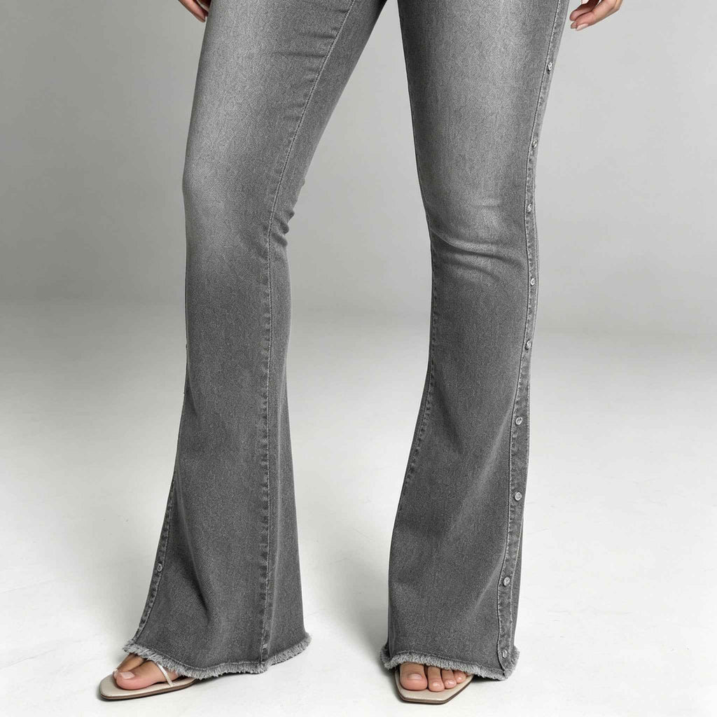 High-Waisted Studded Flare Jeans