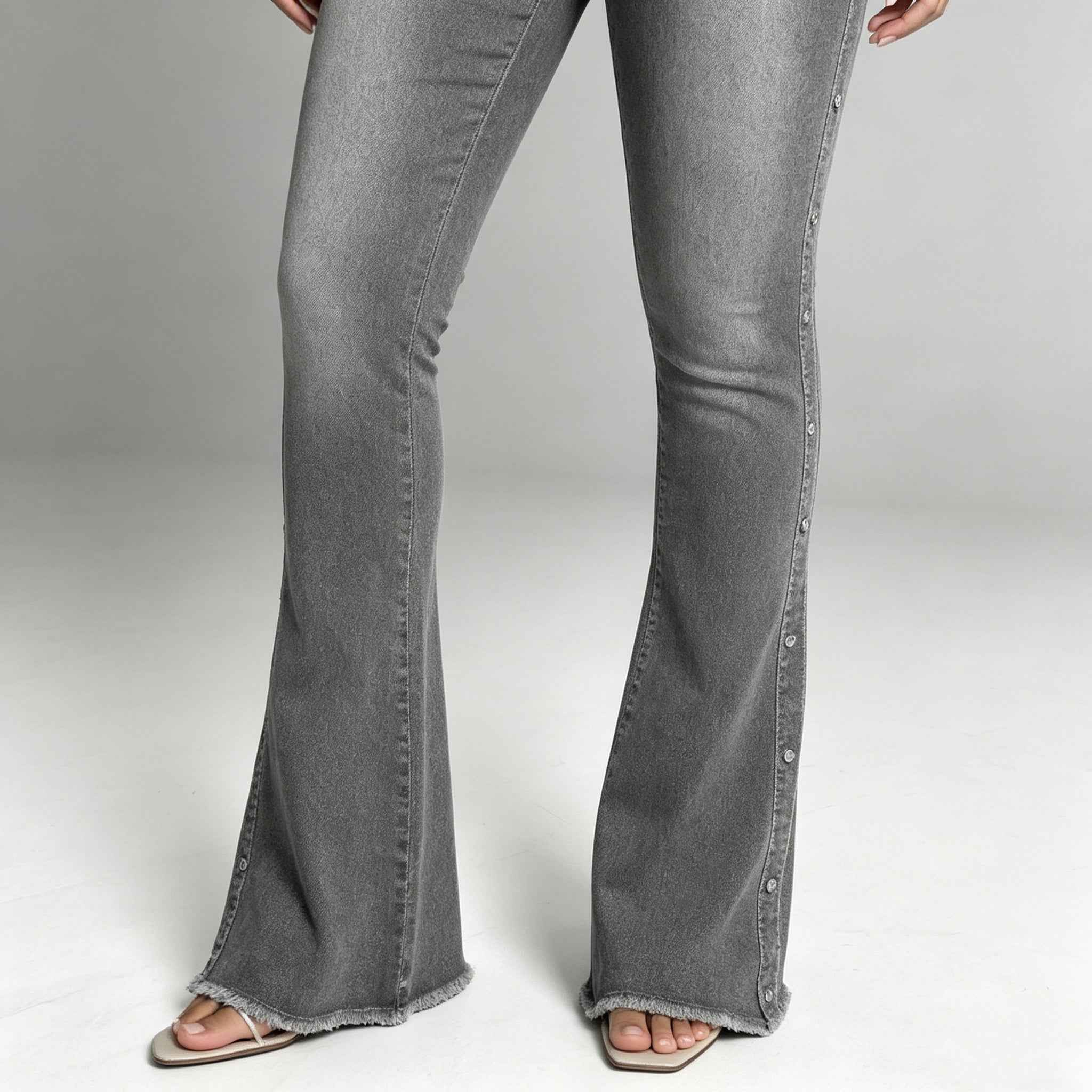 High-Waisted Studded Flare Jeans