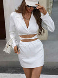 White Hollow-Out Patchwork Slim Dress