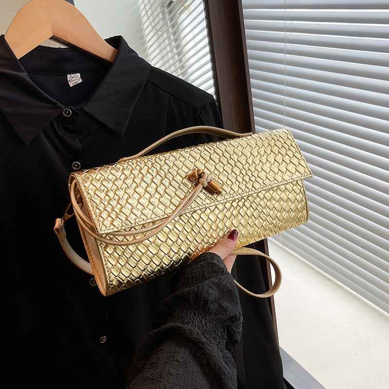 Womens Woven Soft Leather Shoulder Crossbody Bag