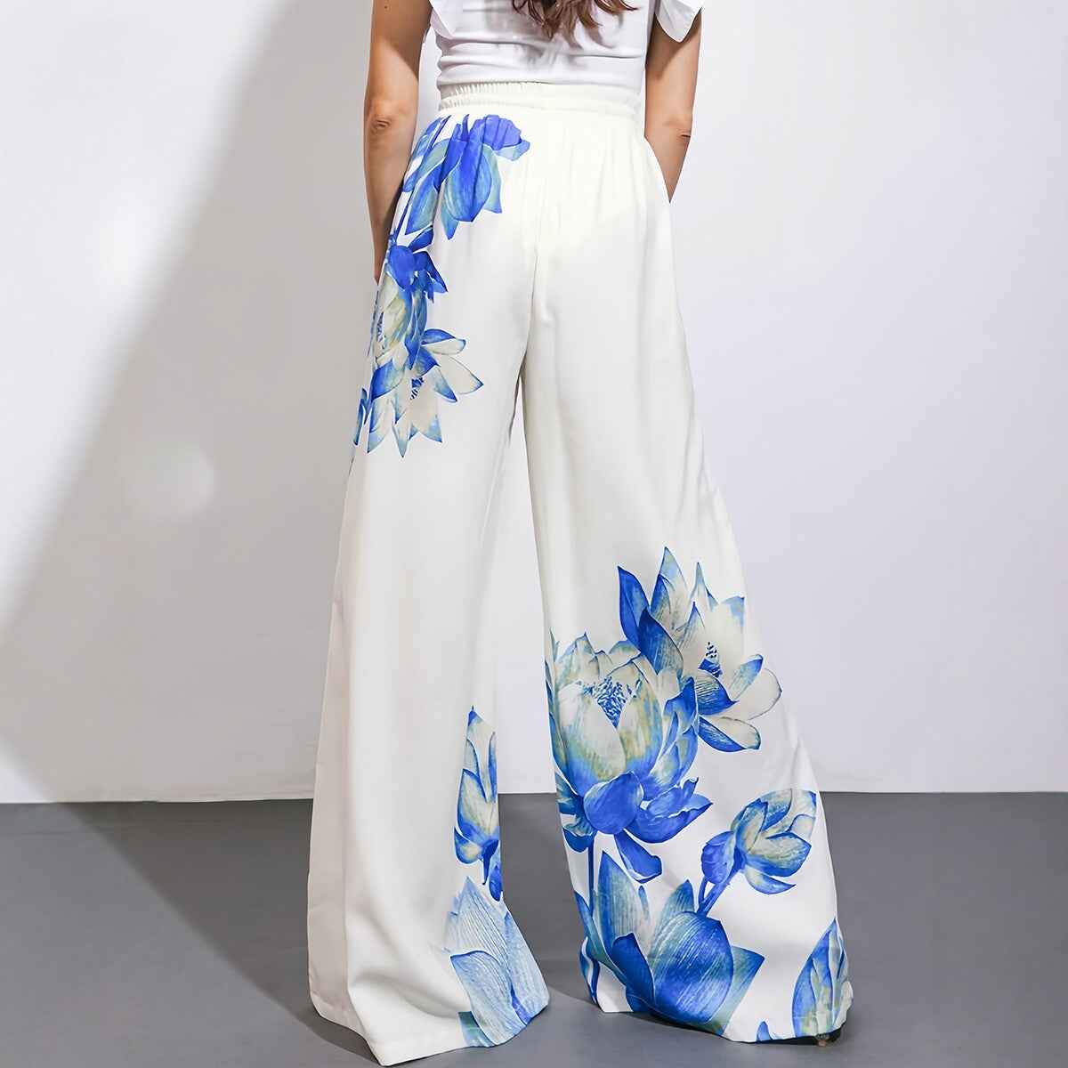 Printed 3/4-Sleeve Top & Wide-Leg Trousers Set — Summer Casual