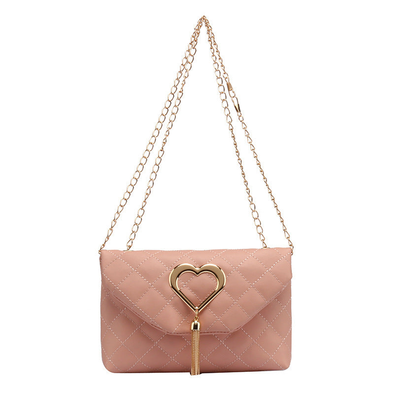 Heart Tassel Flap Shoulder Bag – Trendy PU Square Bag