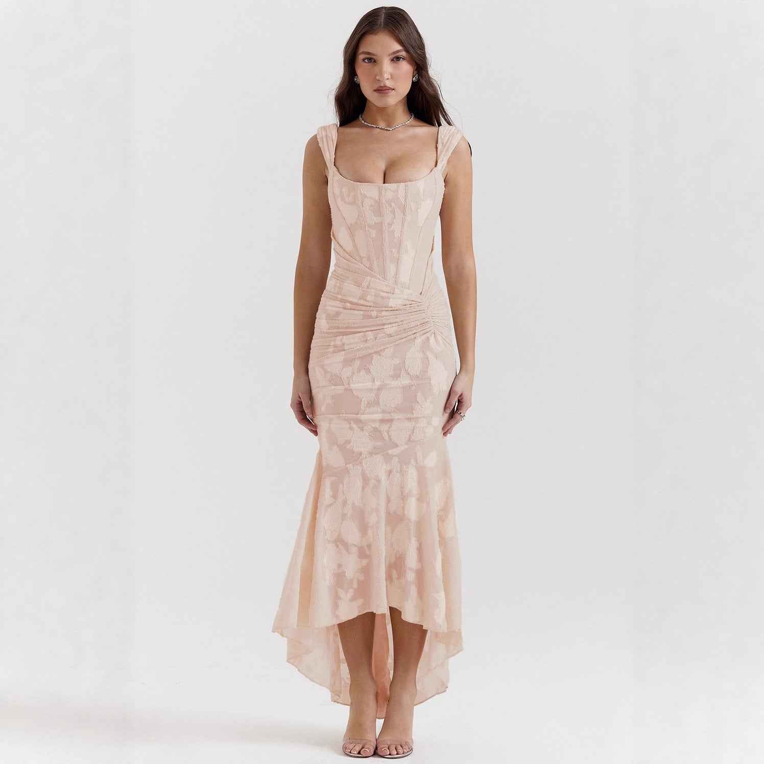 Square Neck Corset Mermaid Maxi Dress – Sleeveless