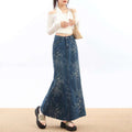 High-Waisted Jacquard Denim Skirt – French Retro