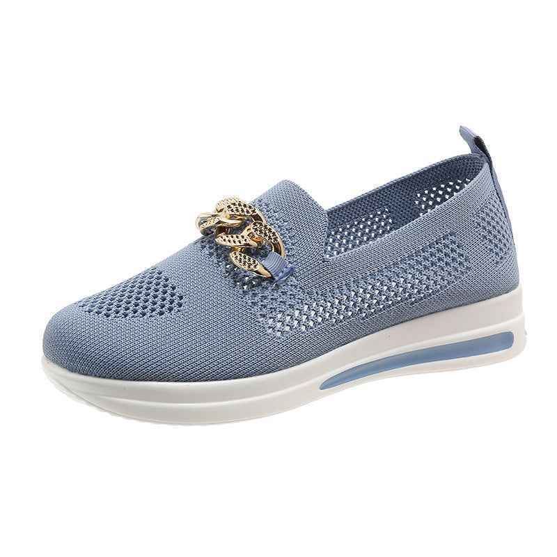 Flyknit Wedge Sneakers — Metal Chain Detail, 5 Colours